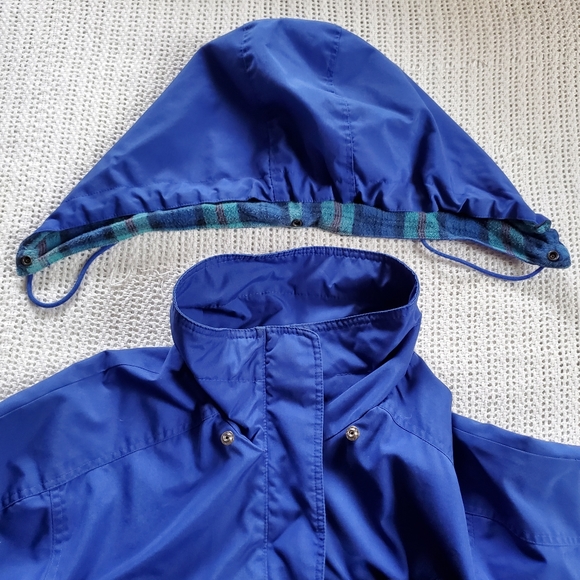 VTG New Spirit Pacific Trail FLAWED Men's Medium Blue Hooded Mid Rain Jacket - Picture 10 of 10
